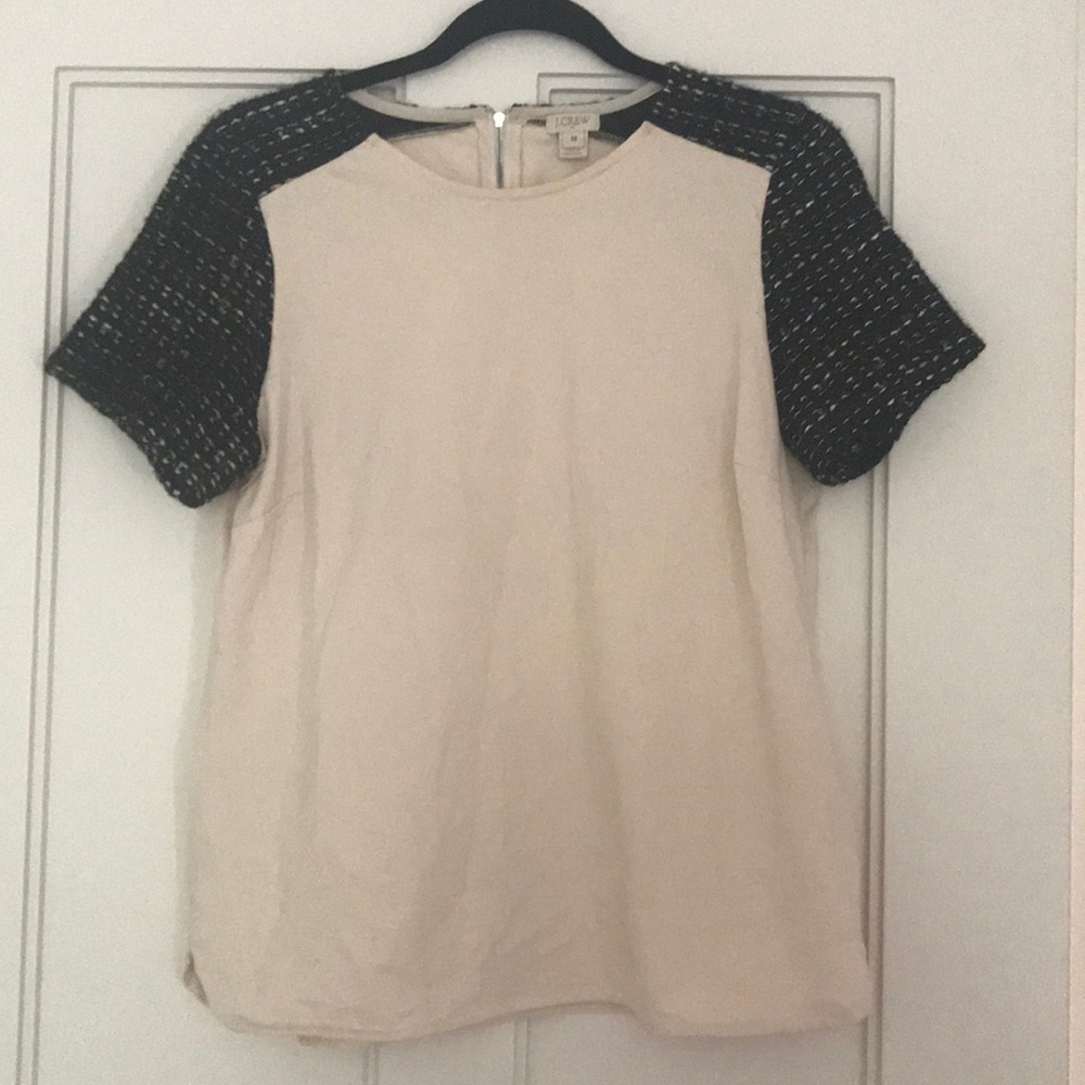 J Crew Tweed Sleeved Top